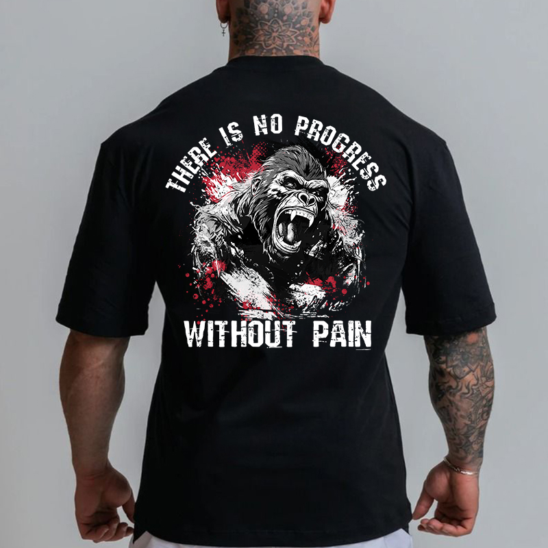 Gym 100% Cotton There Is No Progress Without Pain Print T-shirt
