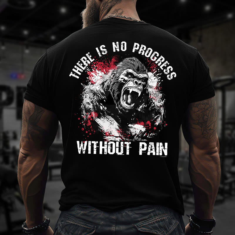 Gym 100% Cotton There Is No Progress Without Pain Print T-shirt