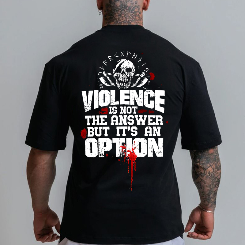 Gym 100% Cotton Violence Is Not The Answer Print T-shirt