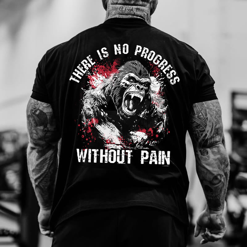 Gym 100% Cotton There Is No Progress Without Pain Print T-shirt