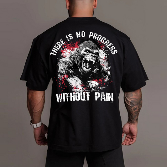 Gym 100% Cotton There Is No Progress Without Pain Print T-shirt
